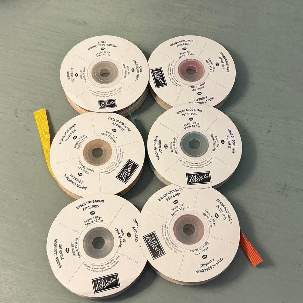 Stampin' Up! Lot of 26 Spools of Ribbon of Various Colors, Sizes & Designs - Picture 6 of 16